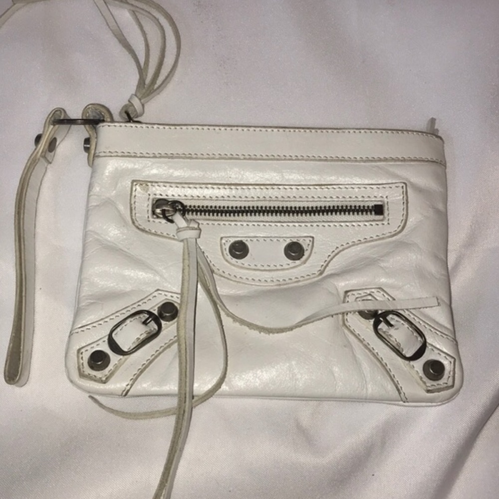 Balenciaga Arena Envelope Leather Clutch/Wristlet.